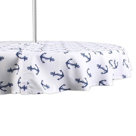 Fastfood 60 in. Round Anchors Print Outdoor Tablecloth With Zipper FA2567854